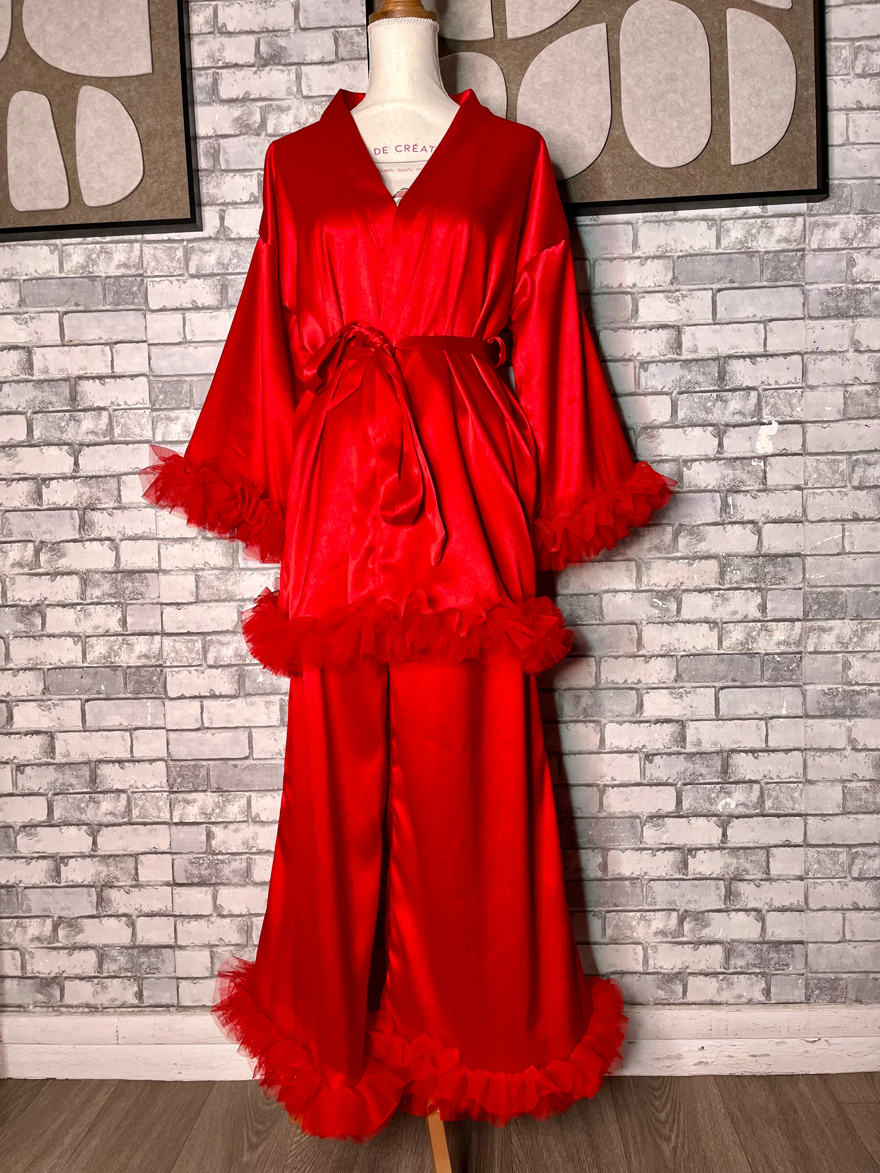 Ensemble peignoir & pantalon en tulle