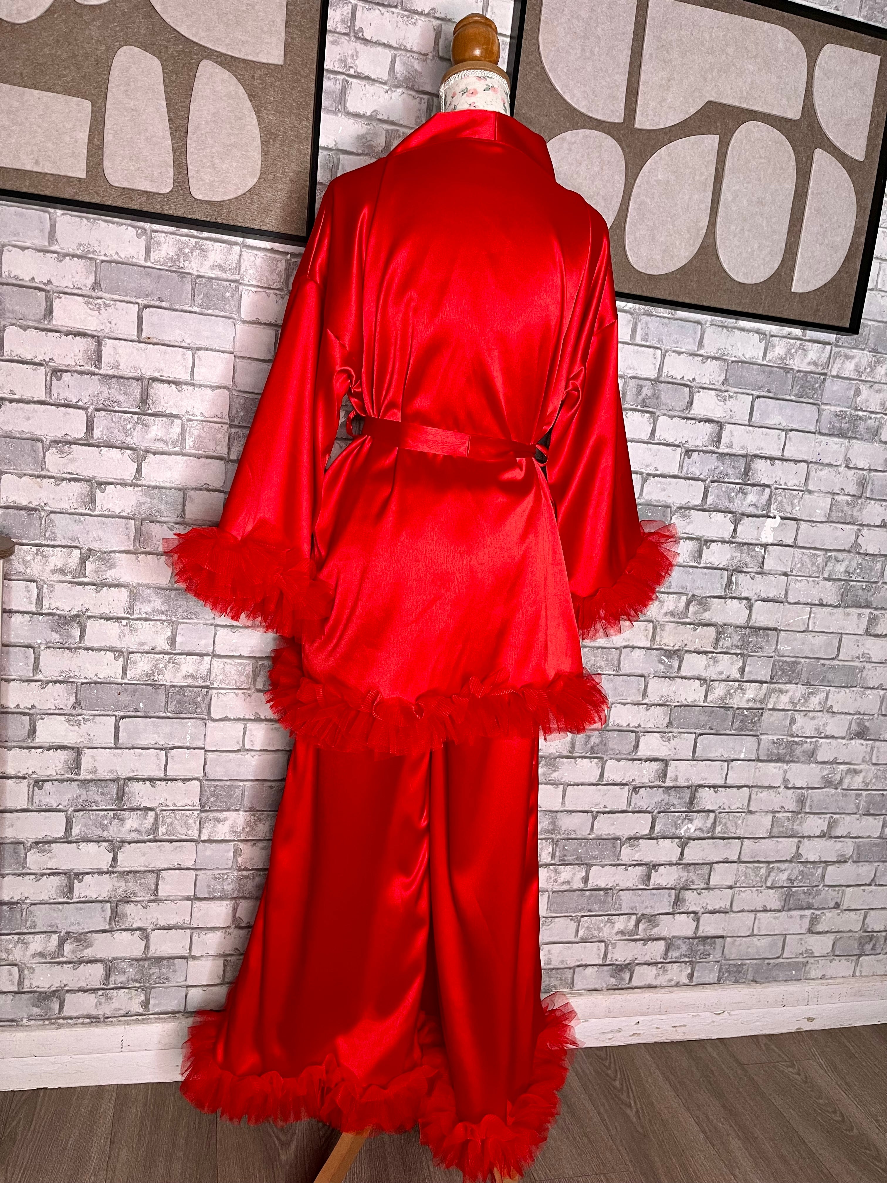 Ensemble peignoir & pantalon en tulle